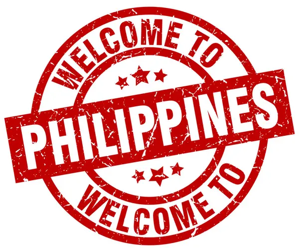 Benvenuto a Filippine timbro rosso — Vettoriale Stock