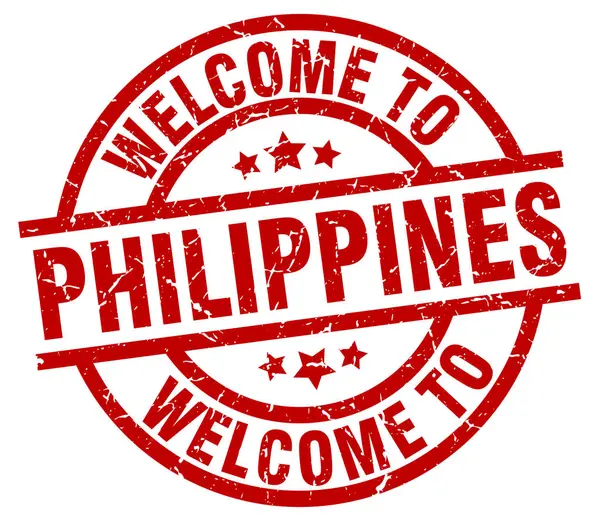 欢迎来到菲律宾红色邮票 — 图库矢量图片