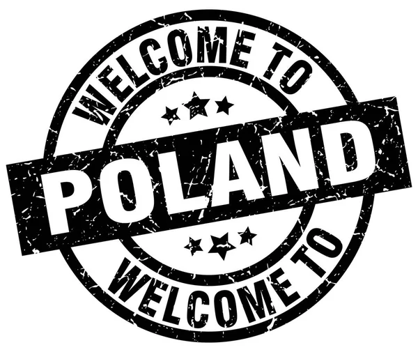 Καλώς ήρθατε στην Πολωνία μαύρη σφραγίδα — Διανυσματικό Αρχείο
