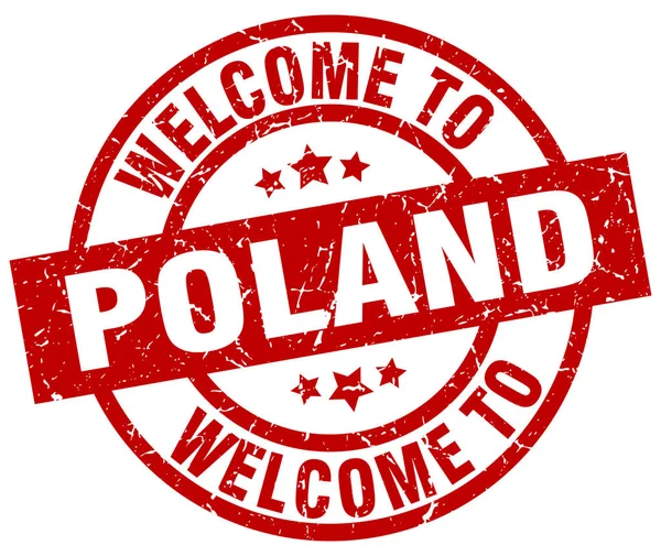 Bem-vindo à Polónia selo vermelho — Vetor de Stock