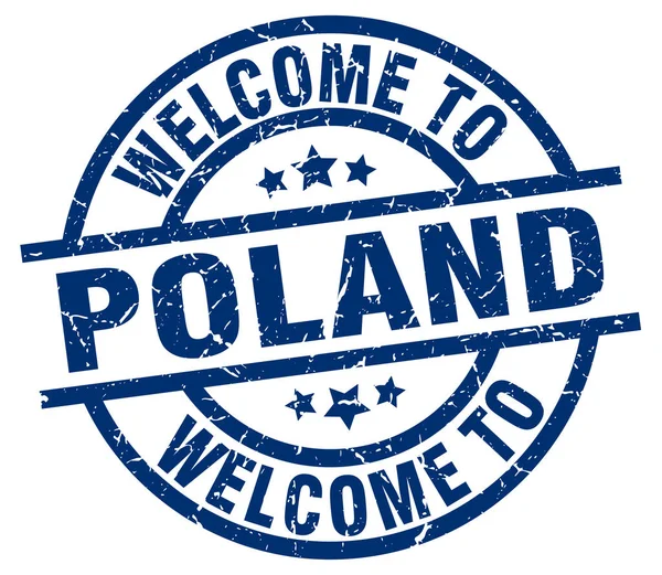Välkommen till Polen blå stämpel — Stock vektor