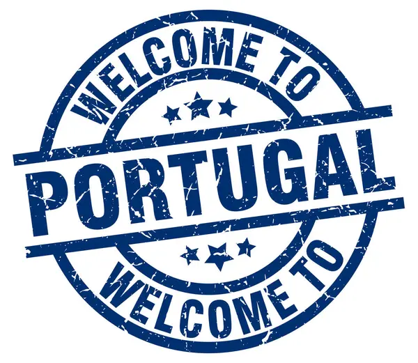 Benvenuto in Portogallo timbro blu — Vettoriale Stock
