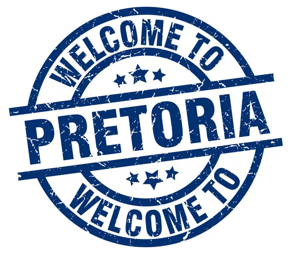 Benvenuto a Pretoria timbro blu — Vettoriale Stock