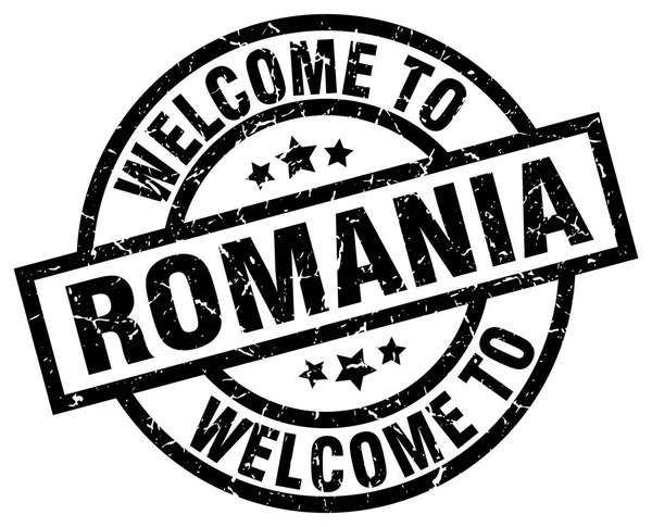 Welcome to Romania black stamp — Stock Vector