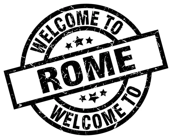 Benvenuto a Roma timbro nero — Vettoriale Stock