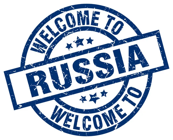 Bienvenido a Rusia sello azul — Vector de stock