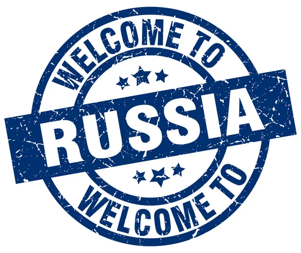 Bienvenido a Rusia sello azul — Vector de stock