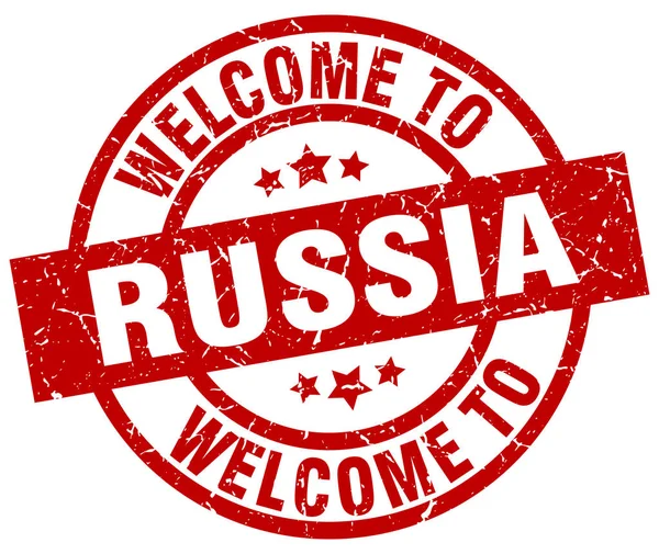Bienvenido a Rusia sello rojo — Vector de stock
