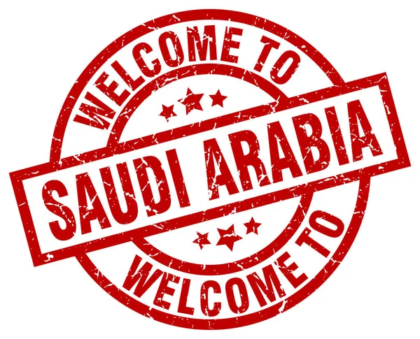 Bem-vindo ao selo vermelho da Arábia Saudita — Vetor de Stock