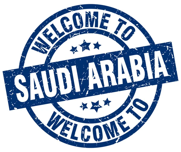 Benvenuto in Arabia Saudita timbro blu — Vettoriale Stock
