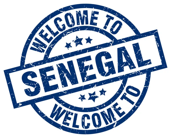 欢迎来到塞内加尔蓝色邮票 — 图库矢量图片