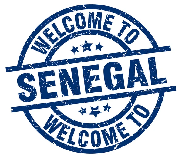 欢迎来到塞内加尔蓝色邮票 — 图库矢量图片
