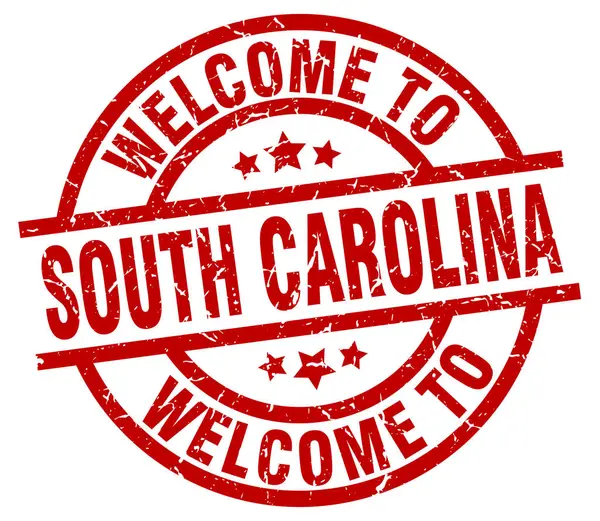 Bienvenido al sello rojo de Carolina del Sur — Vector de stock