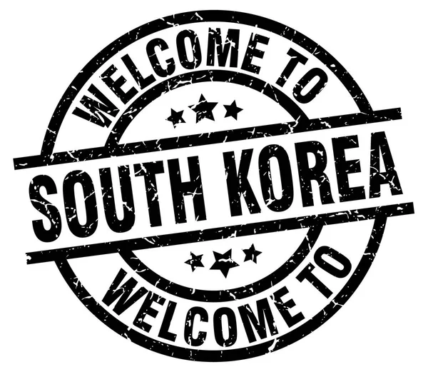 Welcome to South Korea black stamp — Stock Vector