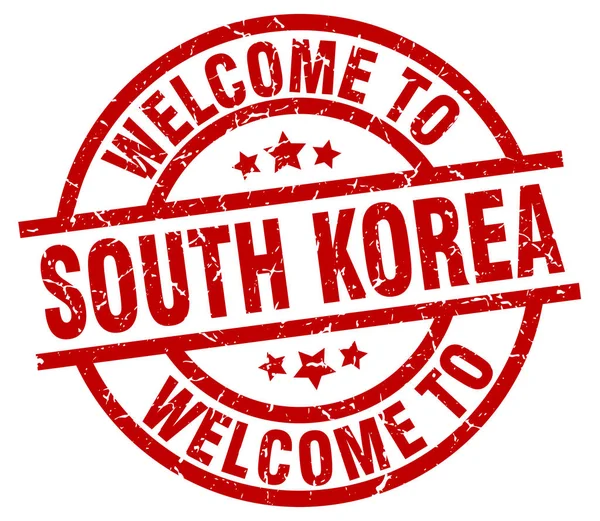 Bienvenue en Corée du Sud timbre rouge — Image vectorielle