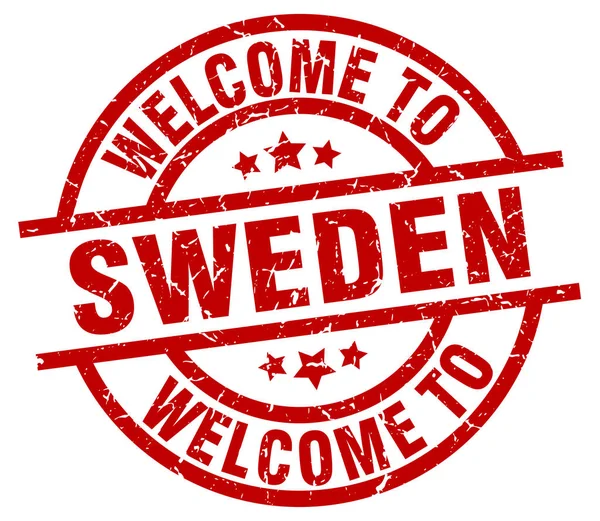 Benvenuto in Svezia timbro rosso — Vettoriale Stock