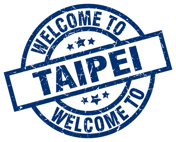 Welcome to Taipei blue stamp — Stock Vector