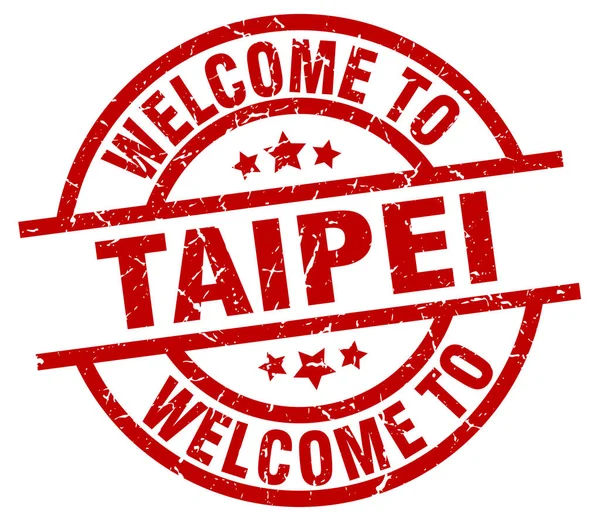 Welcome to Taipei red stamp — Stock Vector