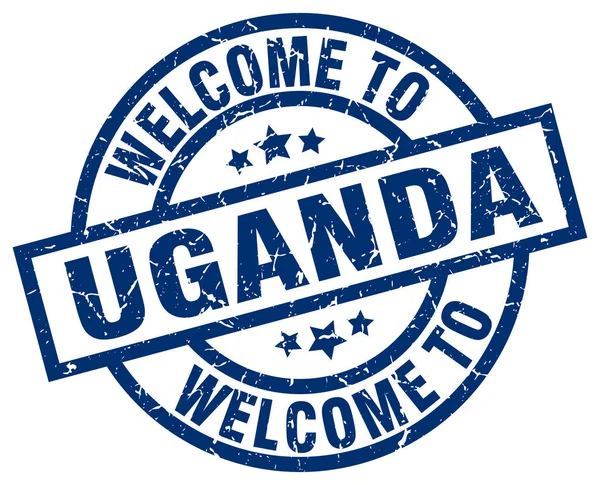 Welcome to Uganda blue stamp — Stock Vector