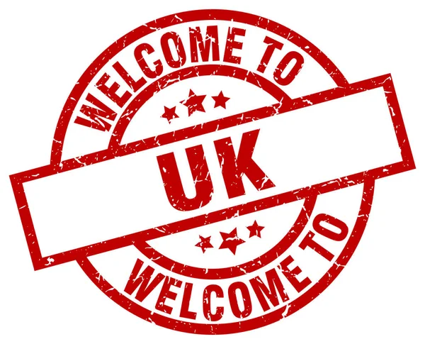 Welcome to uk red stamp — Stock Vector