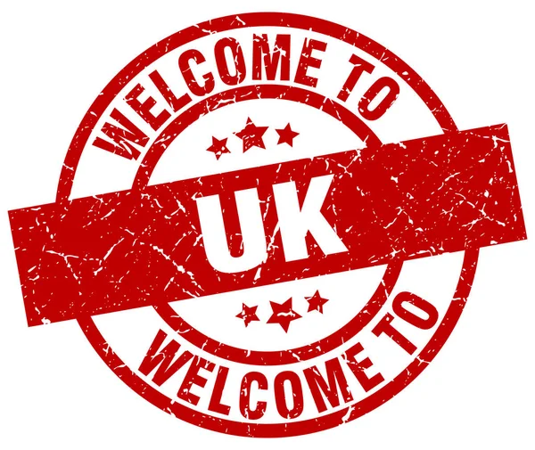 Welcome to uk red stamp — Stock Vector