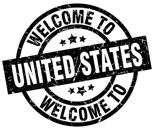 Welcome to United States black stamp — Stock Vector