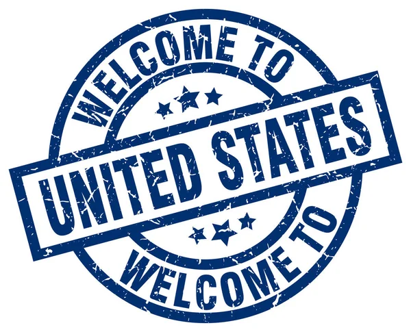 Welcome to United States blue stamp — Stock Vector