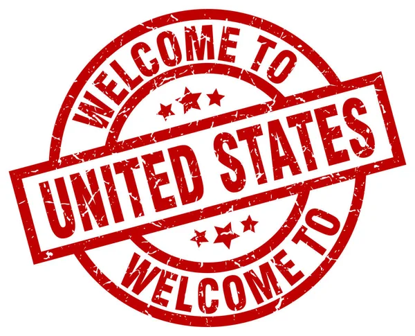 Καλώς ήρθατε στην Ηνωμένες Πολιτείες κόκκινη σφραγίδα — Διανυσματικό Αρχείο