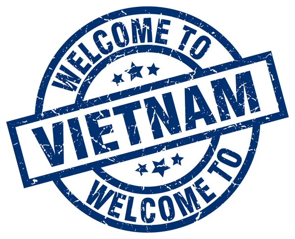 Benvenuto a Vietnam timbro blu — Vettoriale Stock