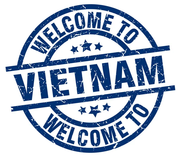 Benvenuto a Vietnam timbro blu — Vettoriale Stock