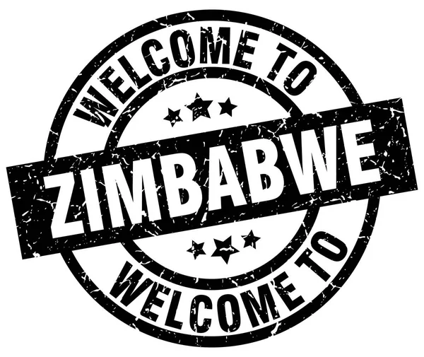 Welkom op Zimbabwe zwarte stempel — Stockvector