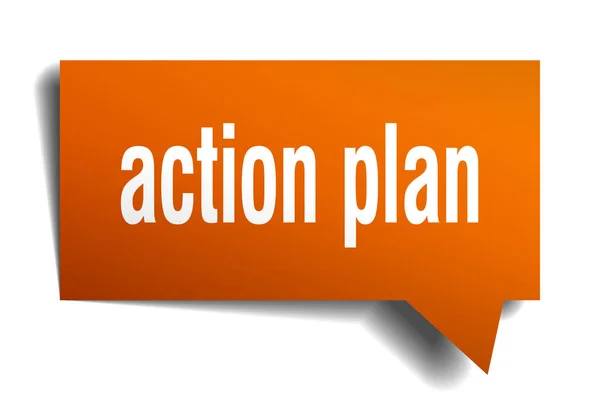 Action plan pomarańczowy dymek 3d — Wektor stockowy