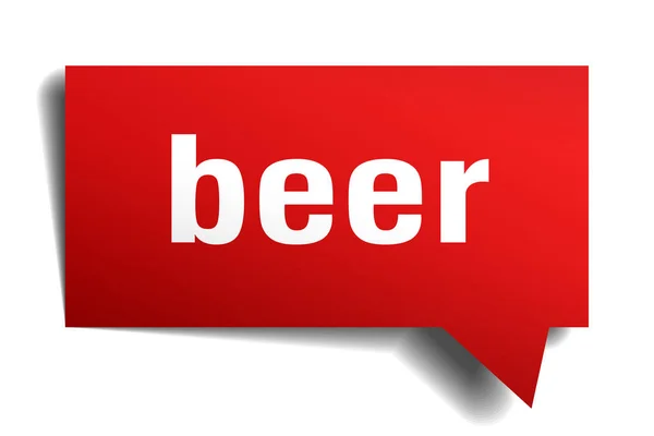 Bier rot 3d Sprechblase — Stockvektor