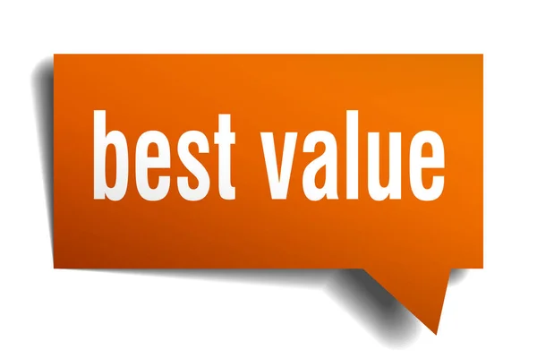 Bester Wert orange 3D-Sprechblase — Stockvektor