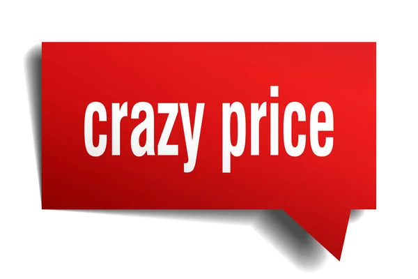 Crazy price red 3d speech bubble — Stock Vector