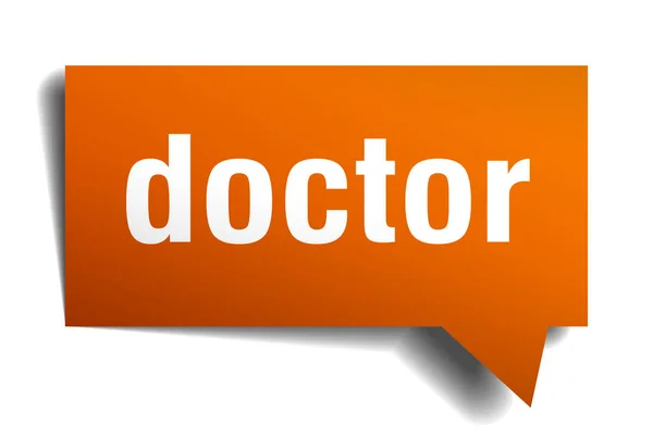 Arzt orange 3d Sprechblase — Stockvektor
