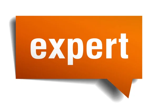 Experte orange 3D-Sprechblase — Stockvektor