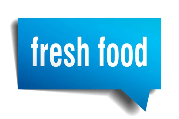 Fresh food blue 3d speech bubble — Stock Vector