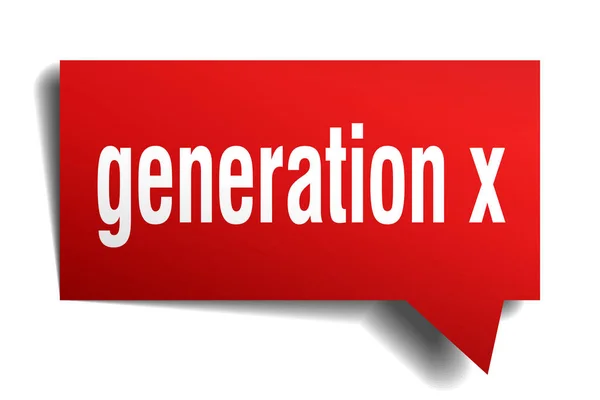 Generation x red 3d speech bubble — Stock Vector