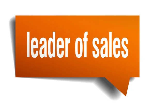 Leader of sales orange 3d speech bubble — Stock Vector