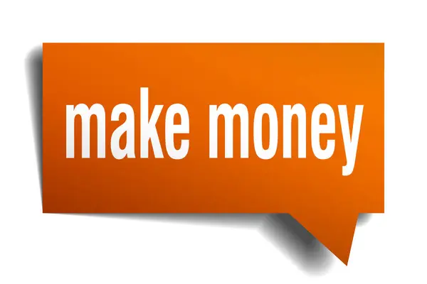 Faire de l'argent orange 3d bulle de parole — Image vectorielle