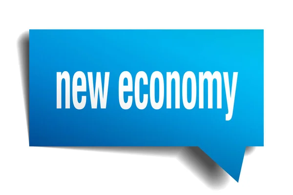 Nya ekonomin blå 3d pratbubblan — Stock vektor