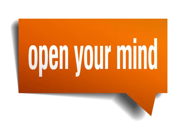 Otwórz swój umysł pomarańczowy 3d dymek — Wektor stockowy