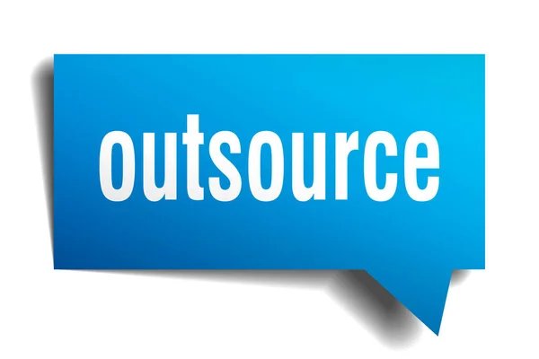 Outsource blue 3d speech bubble — Stock Vector