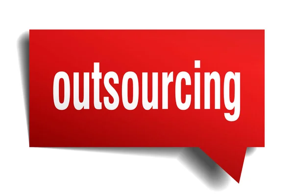 Outsourcing rosso 3d discorso bolla — Vettoriale Stock