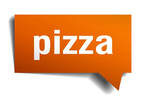 Pizza arancione 3d discorso bolla — Vettoriale Stock