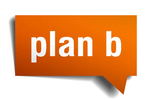 Plan b orange 3D Sprechblase — Stockvektor