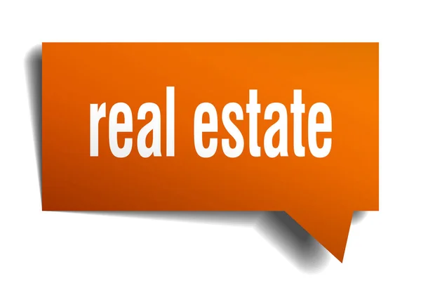 Real estate orange 3d speech bubble — Stock Vector