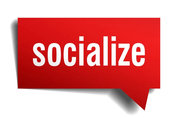 Socialize red 3d speech bubble — Stock Vector