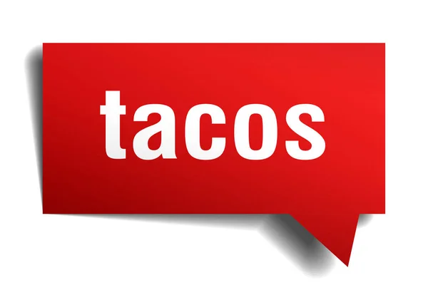 Tacos red 3d speech bubble — Stock Vector